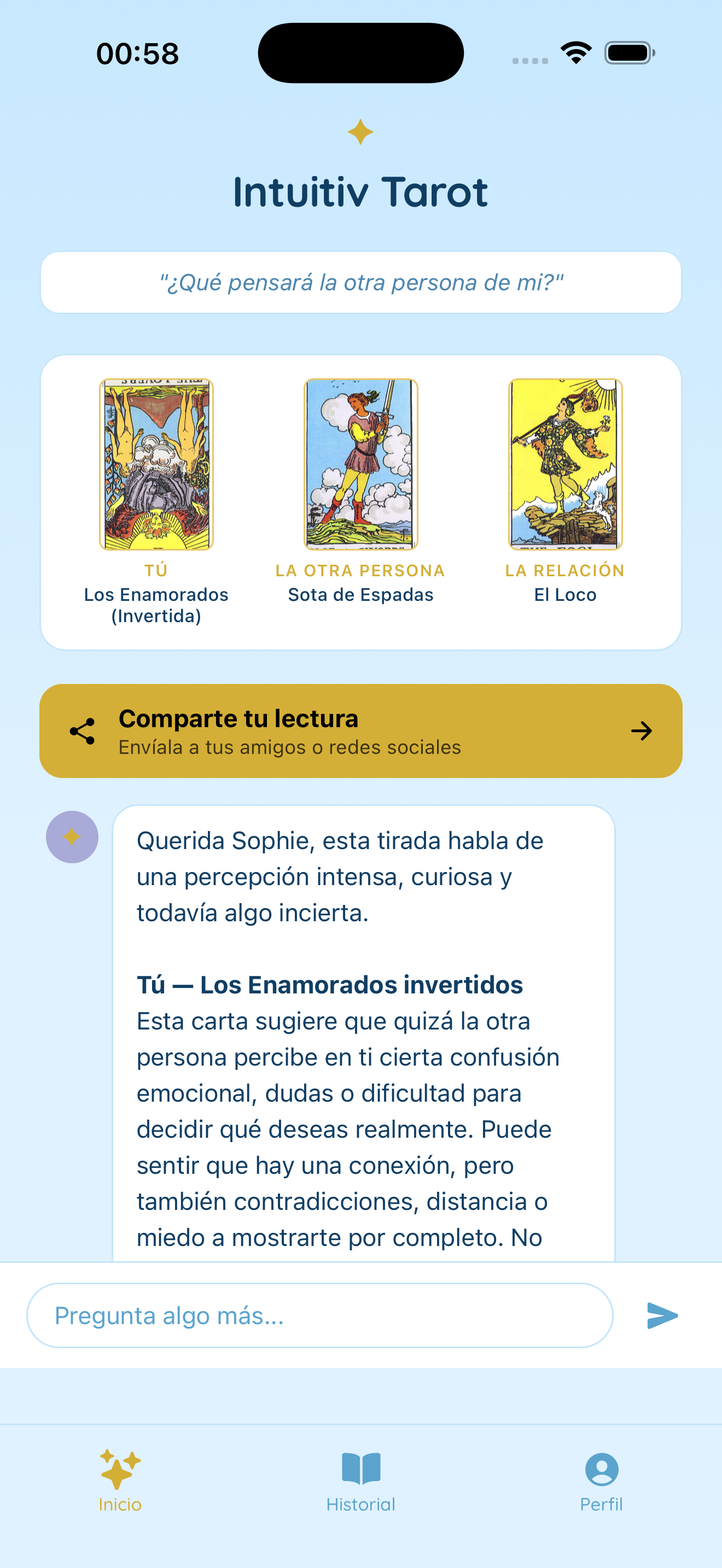 Lectura de tarot personalizada en Intuitiv Tarot